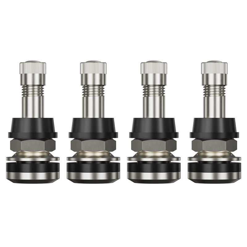 4 Pieces TR416 Metal Valve Stems Outer Mount Fits .453" & .625" Rim Holes Long 1 1/2", Silver